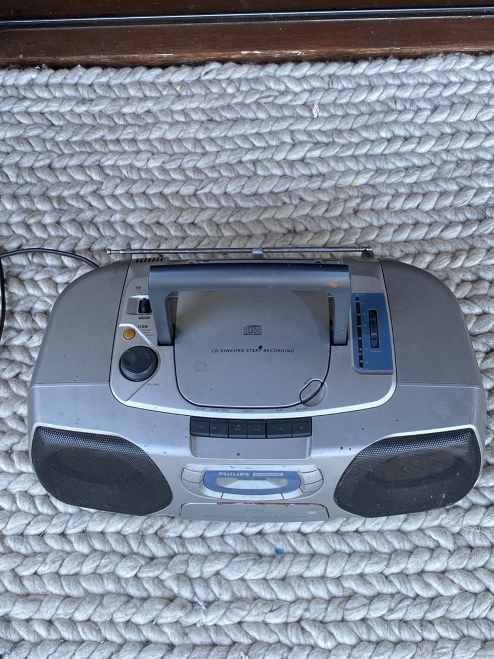 Philips Silver and Black Portable CD Cassette Boombox